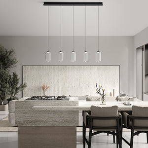 Lampadario Lineare Contemporaneo Hunter Alluminio Nero Vetro 5 Luci Led 5W 3000K