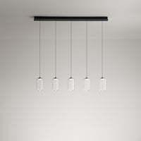 Lampadario Lineare Contemporaneo Hunter Alluminio Nero Vetro 5 Luci Led 5W 3000K