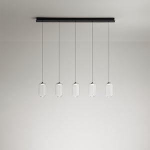 Lampadario Lineare Contemporaneo Hunter Alluminio Nero Vetro 5 Luci Led 5W 3000K