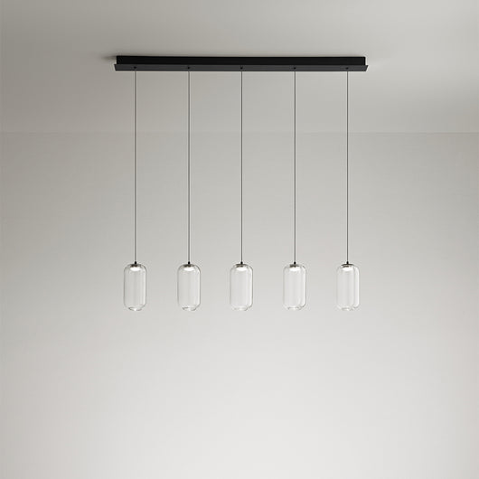Lampadario Lineare Contemporaneo Hunter Alluminio Nero Vetro 5 Luci Led 5W 3000K