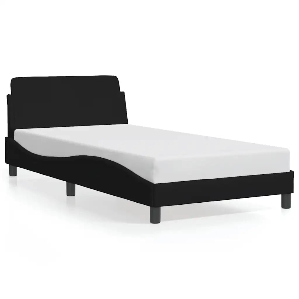 Letto singolo | Letto per adulti | Giroletto Dover Nero 100x200 cm in Tessuto