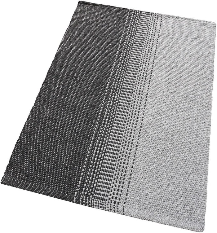 Tappeto Cucina Bagno Puro Cotone Assorbente Tessuto Intrecciato a Mano Grigio 55x140 cm