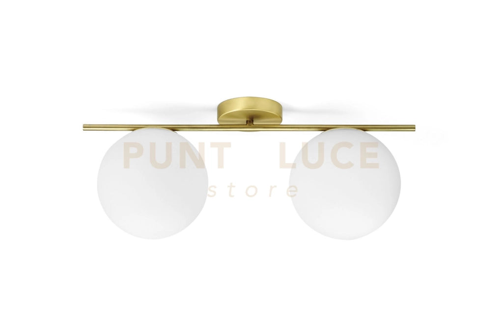 JUGEN LAMPADARIO DA SOFFITTO 2 LUCI ORO SPAZZOLATO E BIANCO ATTACCO E27 L.55CM