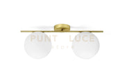 JUGEN LAMPADARIO DA SOFFITTO 2 LUCI ORO SPAZZOLATO E BIANCO ATTACCO E27 L.55CM