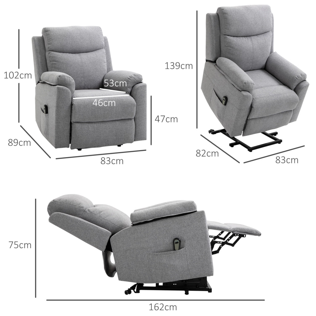 Poltrona Alzapersona Elettrica Reclinabile con Poggiapiedi ¨C Minimal ¨C Tessuto Grigio Chiaro