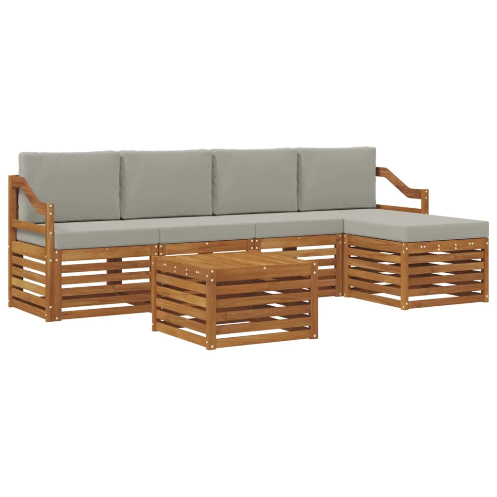Set di divani da esterno 6 pcs Grigio Naturale e Chiaro