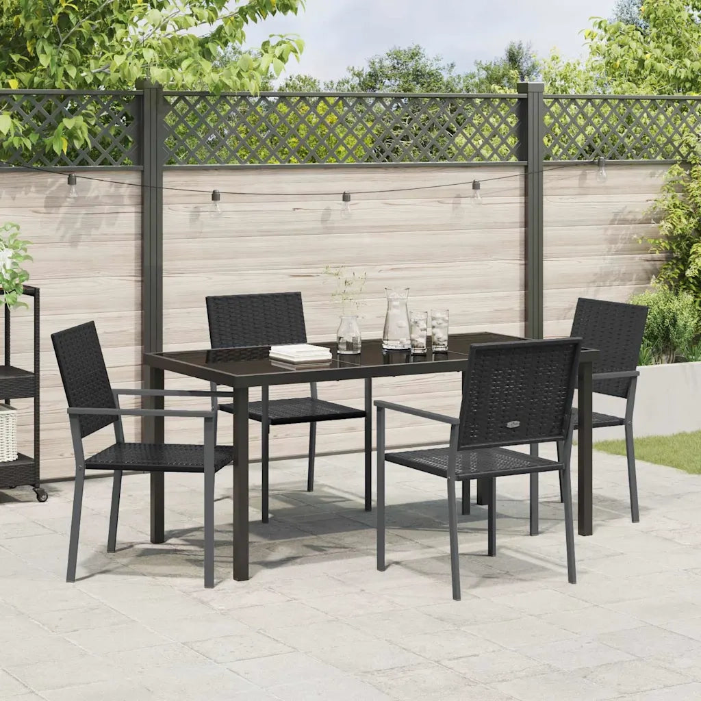 Set da Pranzo per Giardino 5 pcs Nero Rattan in PE 3379082