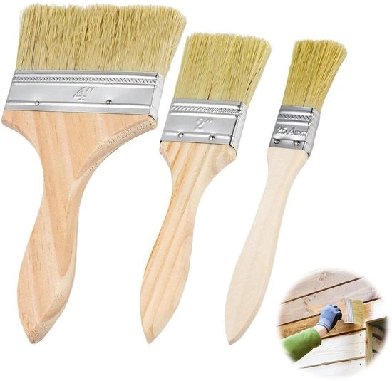 Pensile Set - 3 Pennelli - Dimensioni 38mm/50mm/100mm - Setole di alta qualità in fibra sintetica - Manico ergonomico - Ideale per legno/muri