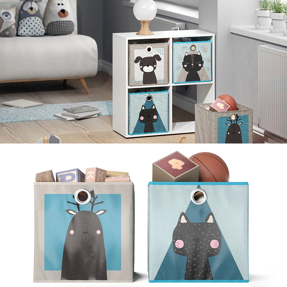 Vicco Scatola pieghevole Grigio/Blu 30 x 30 cm Set di 2