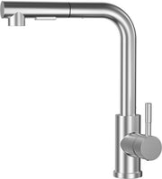 Uscita ad alta pressione per cucina, cucina con 2 stazioni, uscita ad alta pressione con doccia estensibile, rubinetto da cucina 360° girevole, miscelatore cucina L-shape, miscelatore cucina a singola manovella, finitura lucidata.