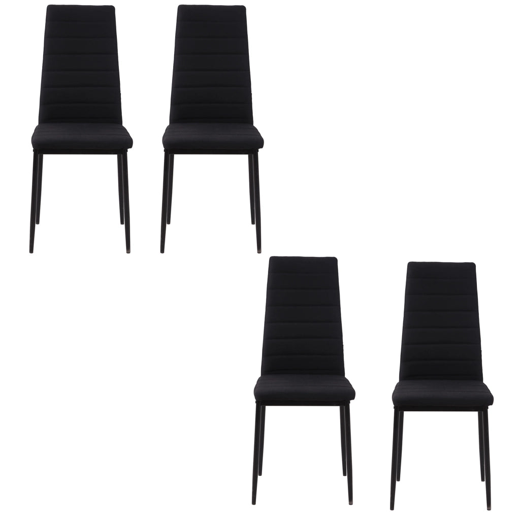Set 4 Sedie Imbottite da Pranzo ¨C Zephmum ¨C Nero Tessuto Metallo