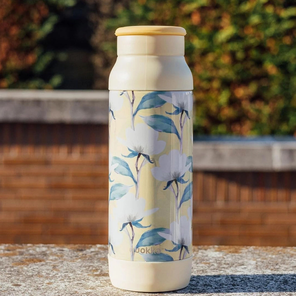 Bottiglia termica Pulse 700ml in acciaio inossidabile Motivo Magnolia ad Acquerello Giallo Quokka