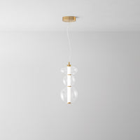 Sospensione Contemporanea Bubbles Alluminio Oro Vetro Trasparente Led 24W 3000K