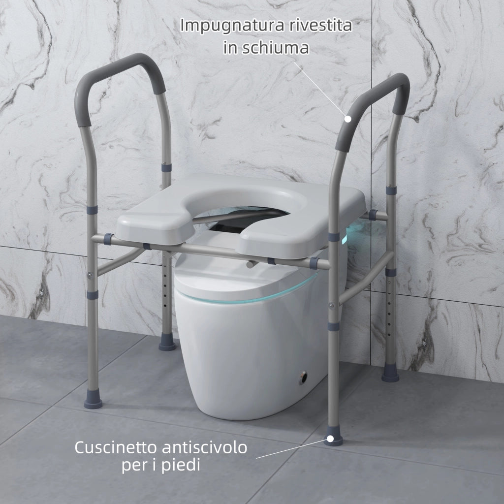 Sedia WC regolabile con braccioli imbottiti ¨C zephmum ¨C Grigio