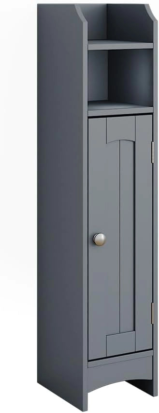mobiletto bagno Bianco, Grigio, 18 x 81 cm con 5 scomparti