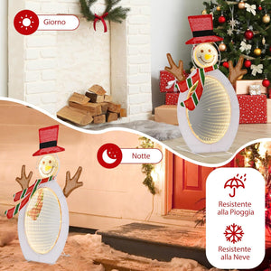 Pupazzo di Neve Illuminato, Decorazione Natalizia con 75 Luci LED, Cappello Rosso e Sciarpa, per Giardino, Cortile e Prato