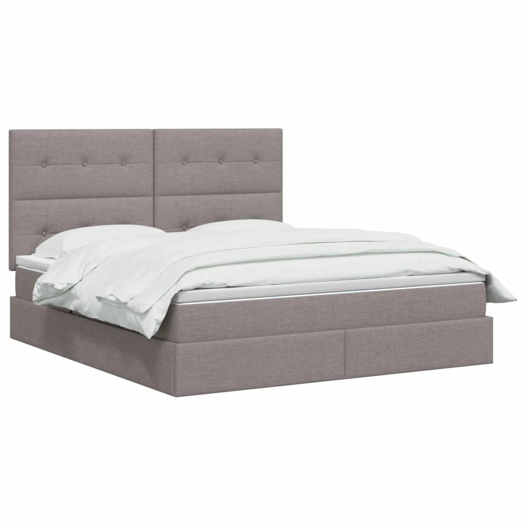 Letto con contenitore e materasso Tortora 160 x 200 cm Tessuto 3459516