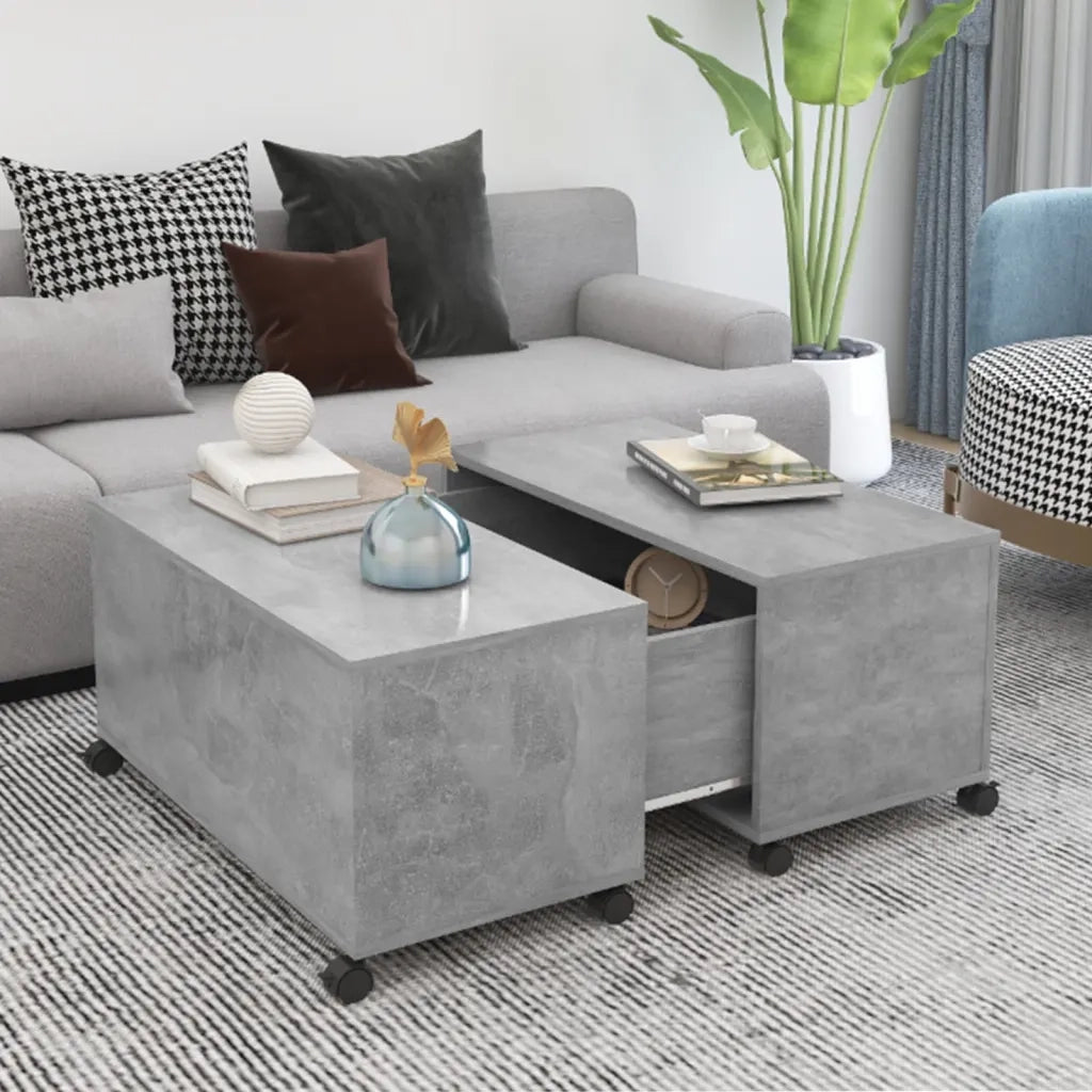 Tavolino da salotto | Tavolino da caff¨¨ | Tavolino da Soggiorno Grigio Cemento 75x75x38cm Legno Multistrato