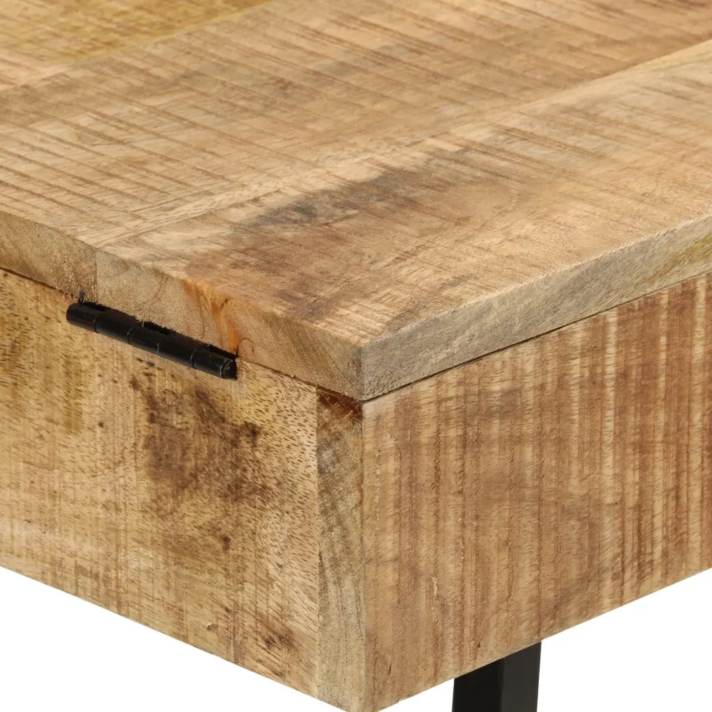 Toeletta 105x35x75cm Legno Massello Mango Grezzo e Ferro 372738