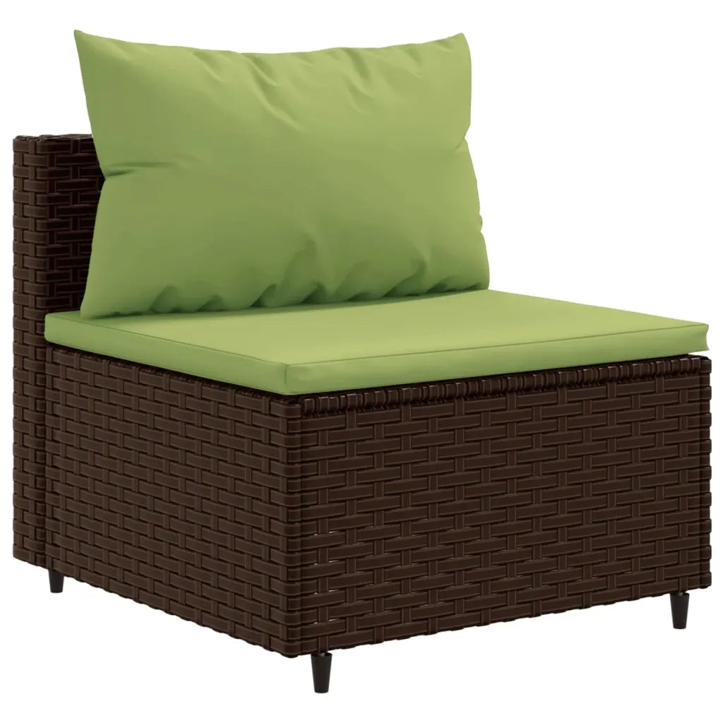 Set Mobili da Giardino 6pz con Cuscini in Polyrattan Marrone