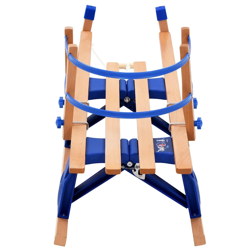 Slittino da Neve Pieghevole in Legno con Schienale 119 cm 91458