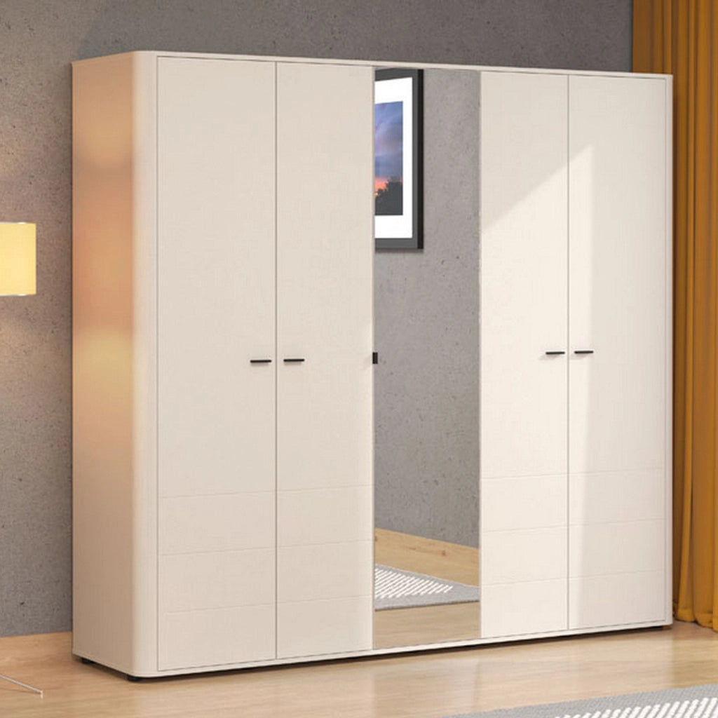 Armadio Camera da Letto Orsogna, Guardaroba Grande 6 Ripiani, 224.5x210.5h cm Bianco Crema