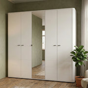 Armadio Camera da Letto Orsogna, Guardaroba Grande 6 Ripiani, 224.5x210.5h cm Bianco Crema
