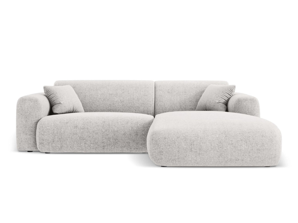 Cosmopolitan Design - Divano angolare destro "Nolio" 4 posti in ciniglia grigio chiaro 