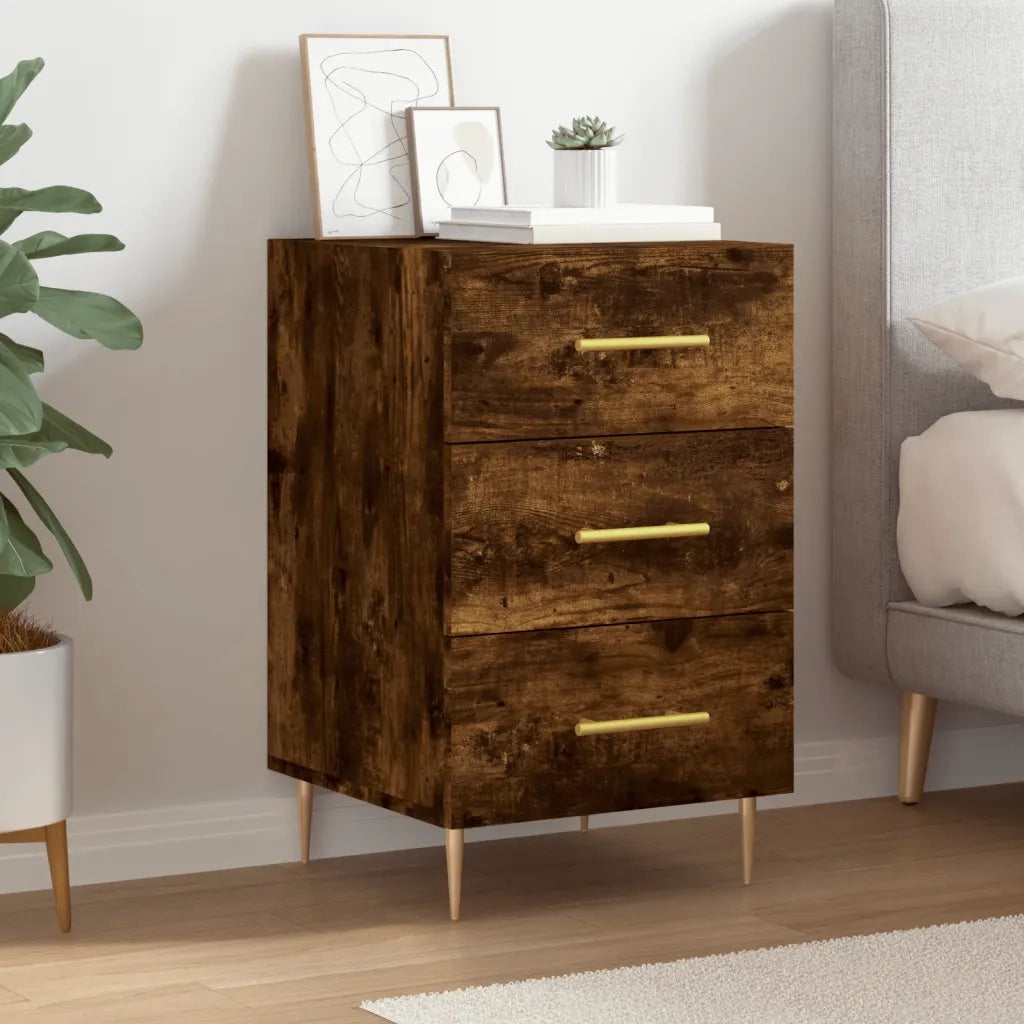 Comodino | Armadio da Notte | Mobiletto da notte Rovere Fumo 40x40x66 cm in Legno Multistrato