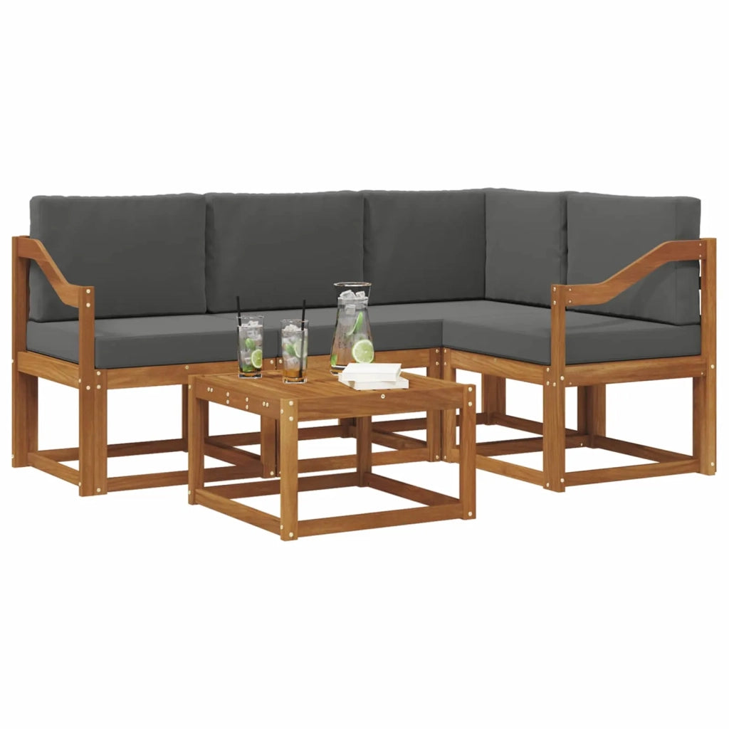 Set di divani da esterno con cuscino 5 pcs Naturale e Antracite
