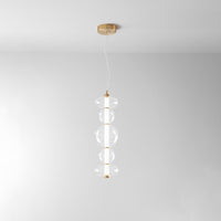 Sospensione Contemporanea Bubbles Alluminio Oro Vetro Trasparente Led 38W 3000K