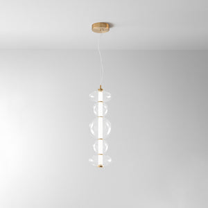 Sospensione Contemporanea Bubbles Alluminio Oro Vetro Trasparente Led 38W 3000K