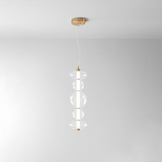 Sospensione Contemporanea Bubbles Alluminio Oro Vetro Trasparente Led 38W 3000K