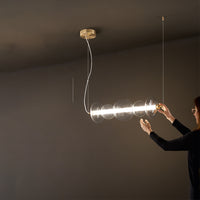 Sospensione Contemporanea Bubbles Alluminio Oro Vetro Trasparente Led 38W 3000K