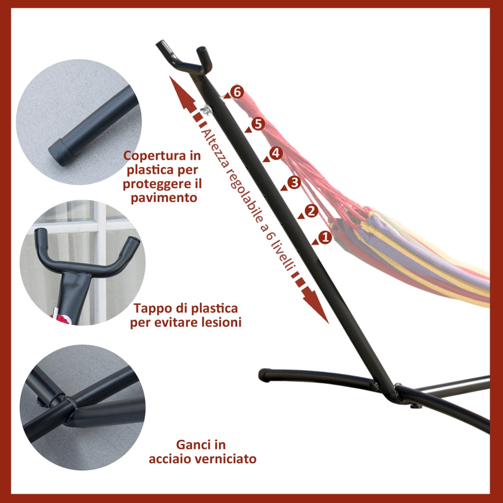 Supporto per Amaca Regolabile ¨C zephmum ¨C Nero 280x120x110cm