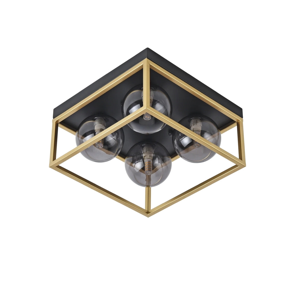 Lampada da soffitto Wattsidnes con 4 attacchi G9 metallo e vetro 15 x 28 x 28 cm nero e oro 03_0010270