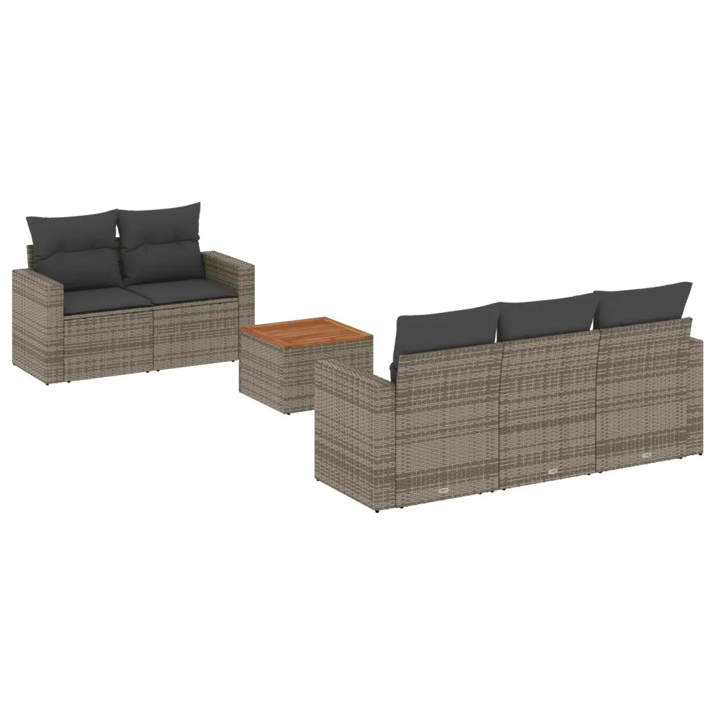 Set Divano da Giardino 6 pz con Cuscini Grigio in Polyrattan 3224009