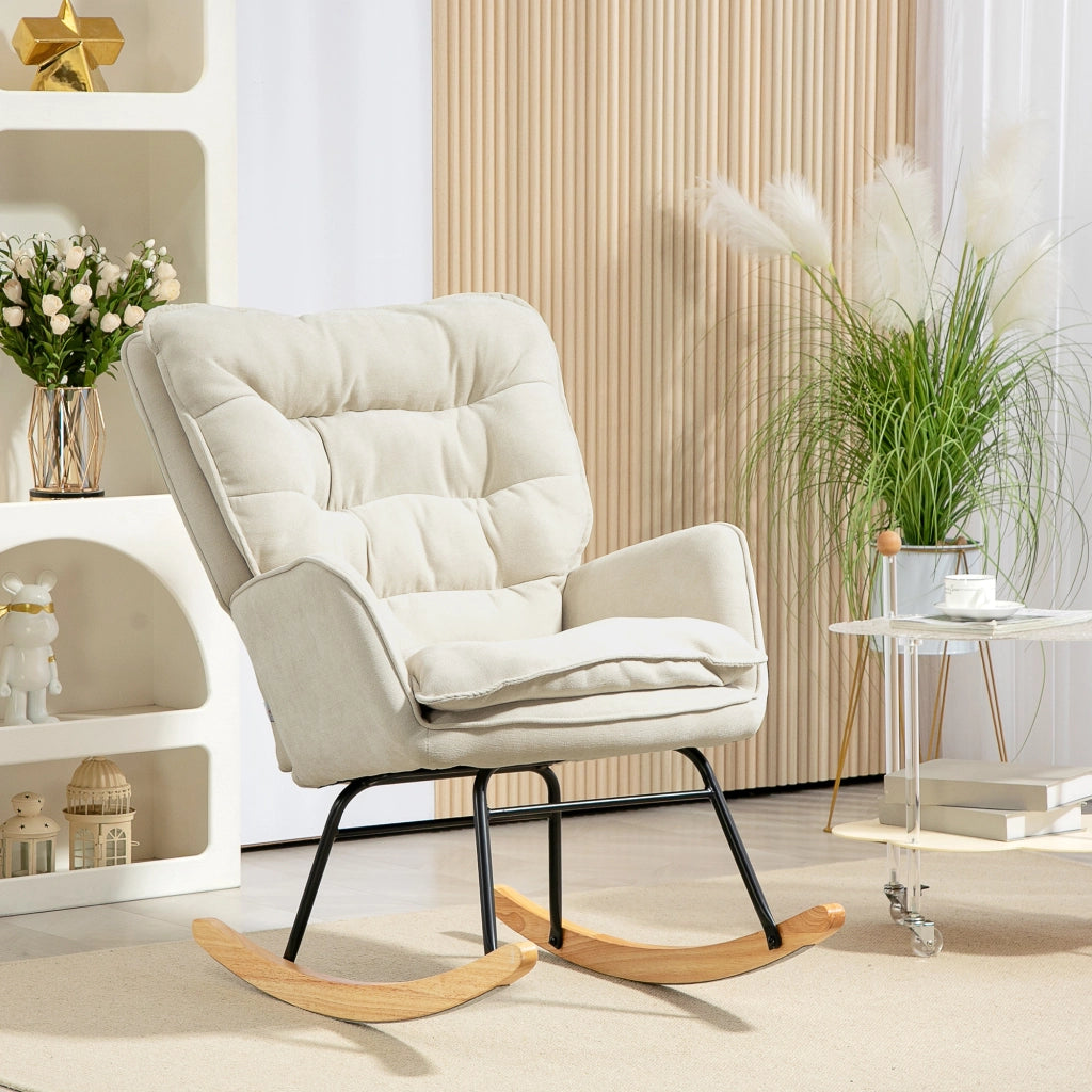 POLTRONA A DONDOLO 71x98,5x97 cm Beige in poliestere