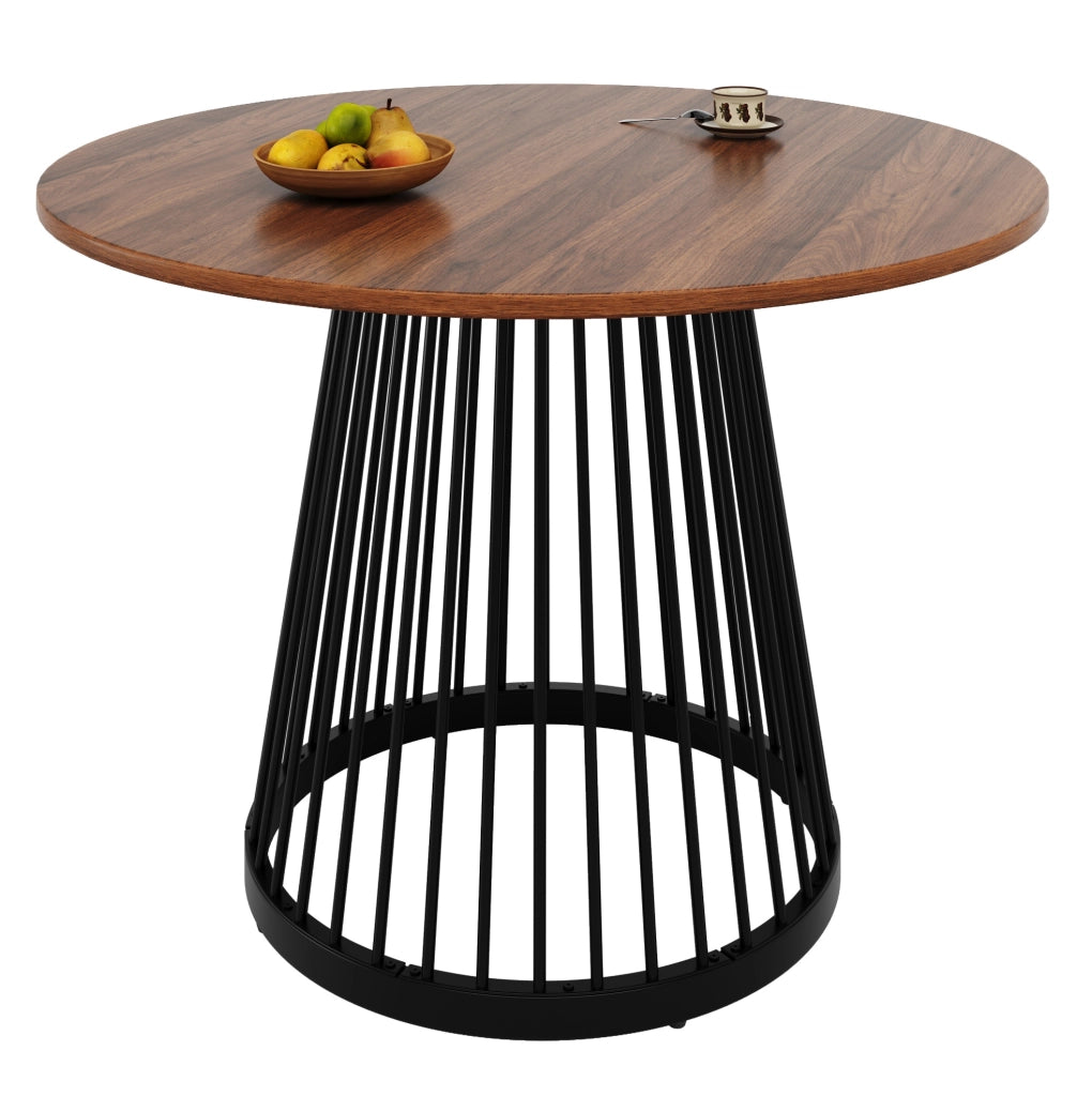 Tavolo da pranzo 80x80x76 cm con piedini regolabili; MDF e metallo; nero e noce