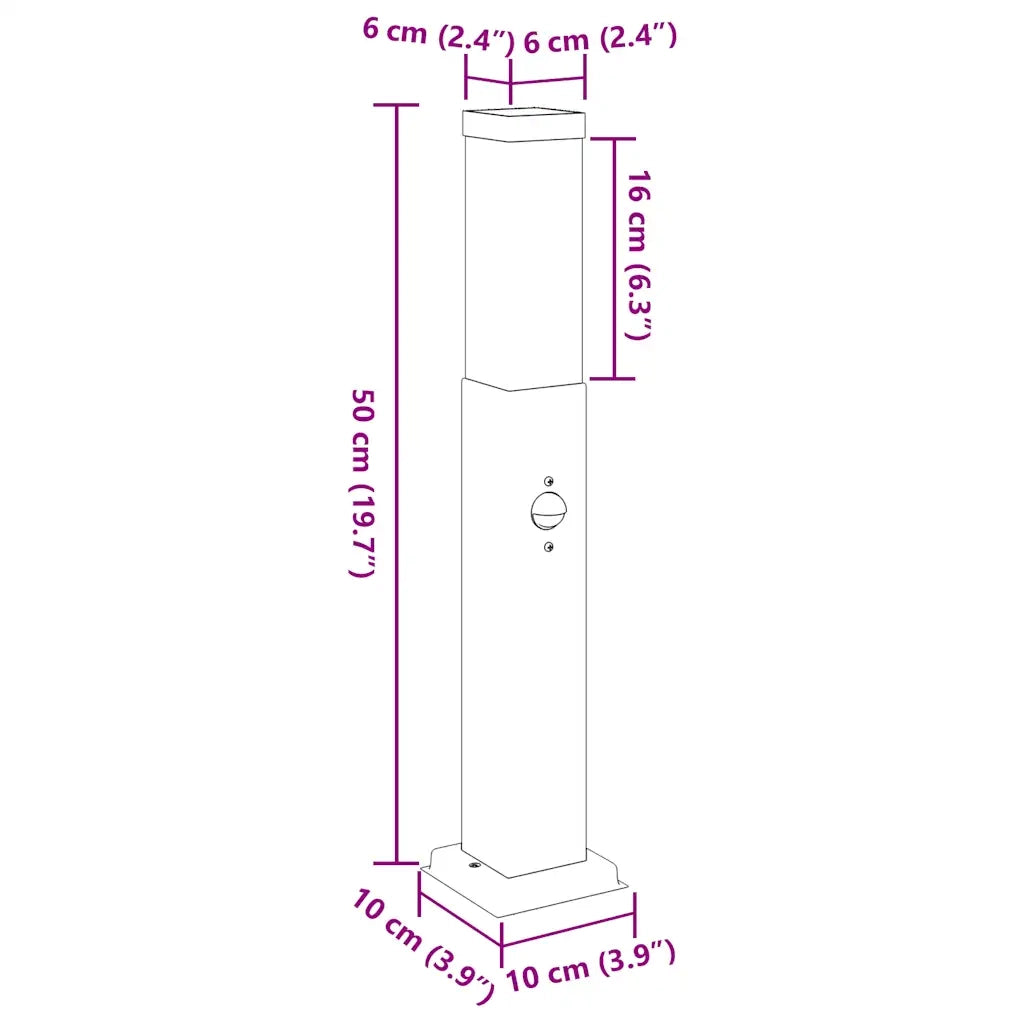 Lampioni a paletto con sensore 3 pz 50 cm Acciaio Inox IP44 4006054