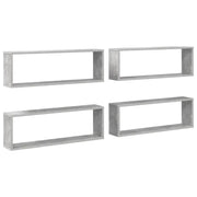 4 pz Mensole Parete | Mensola sospesa Cubo Grigio Cemento 80x15x26,5cm Multistrato