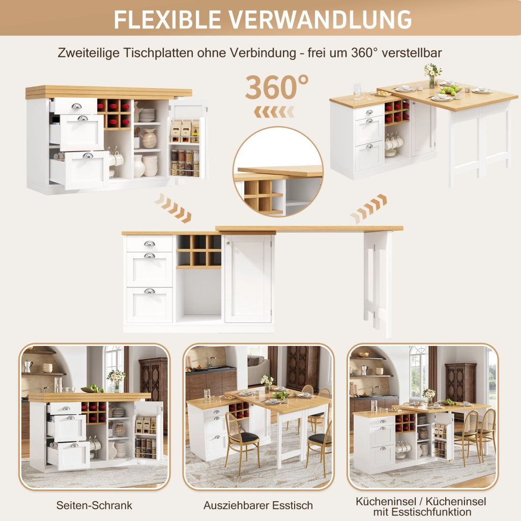 TAVOLO BAR ESTENSIBILE 120-197x40x74 cm Bianco in MDF