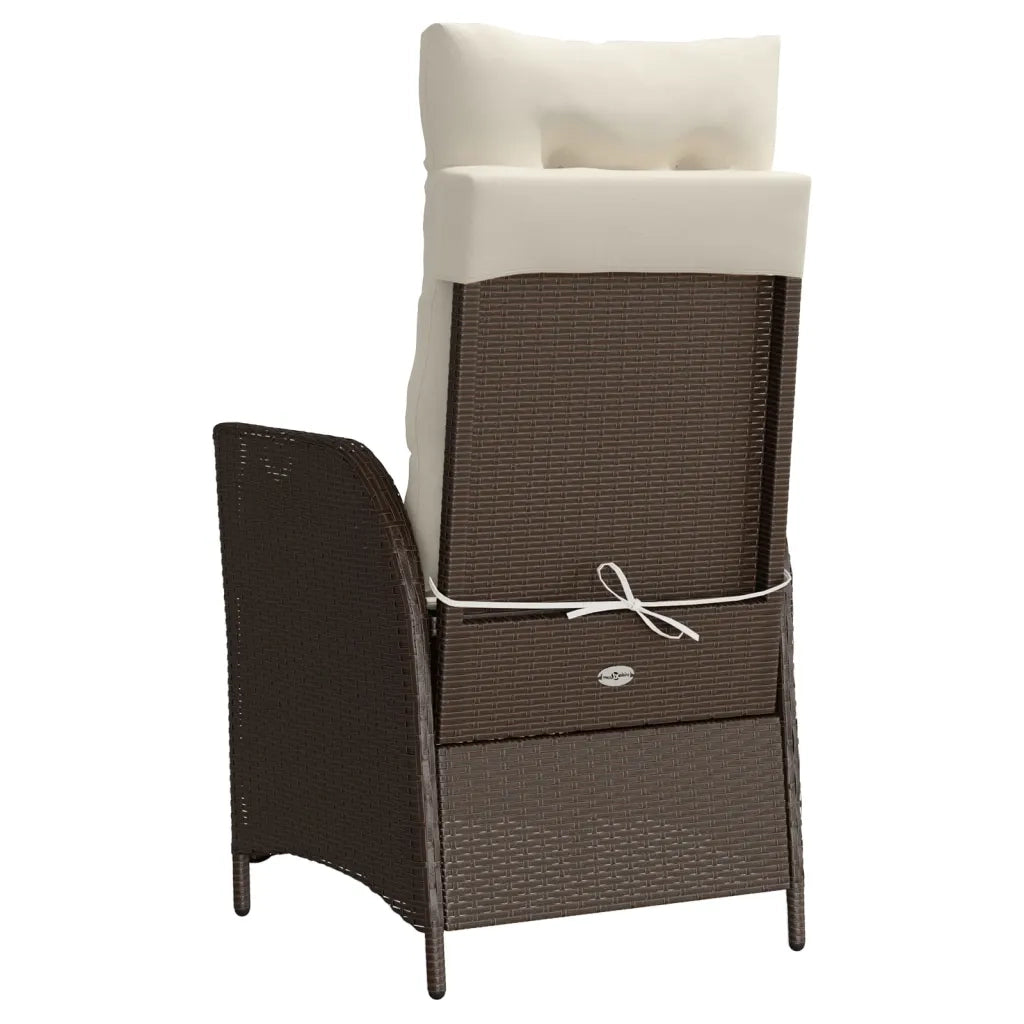 Sedia Reclinabile da Giardino con Cuscini Marrone in Polyrattan 365258