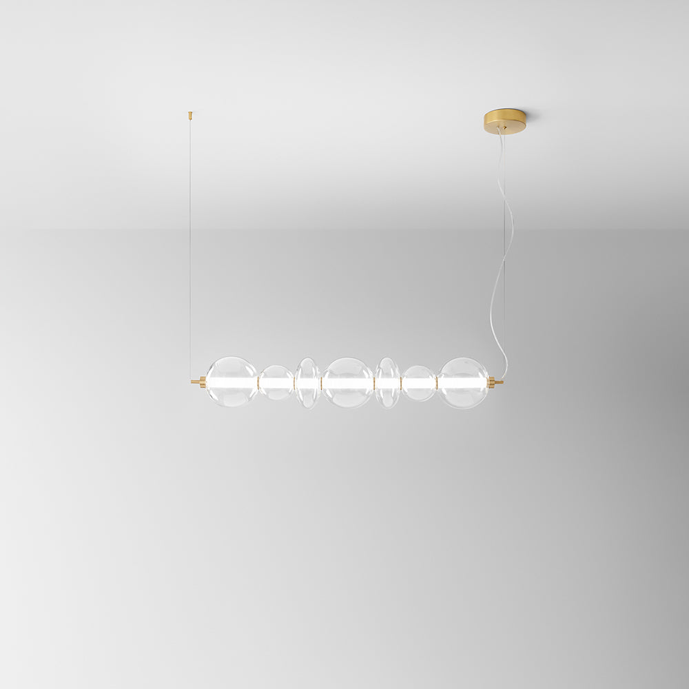 Sospensione Contemporanea Bubbles Alluminio Oro Vetro Trasparente Led 50W 3000K