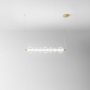 Sospensione Contemporanea Bubbles Alluminio Oro Vetro Trasparente Led 50W 3000K