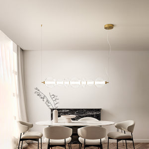 Sospensione Contemporanea Bubbles Alluminio Oro Vetro Trasparente Led 50W 3000K