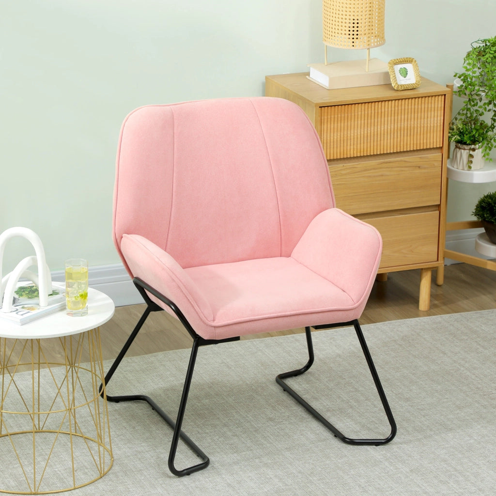 Poltrona imbottita in velluto ¨C zephmum ¨C rosa con gambe in metallo