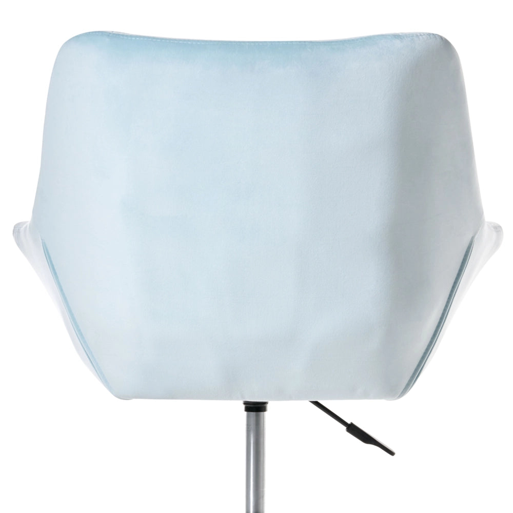 Sedia da ufficio in velluto azzurro girevole regolabile in altezza stile moderno home office