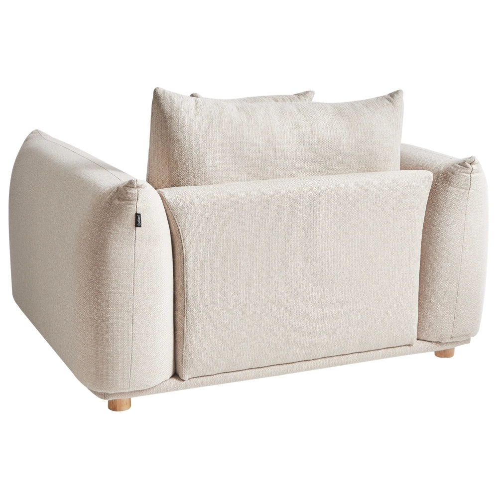 Poltrona Tessuto beige chiaro Gambe di legno morbide Stile moderno arredamento scandinavo