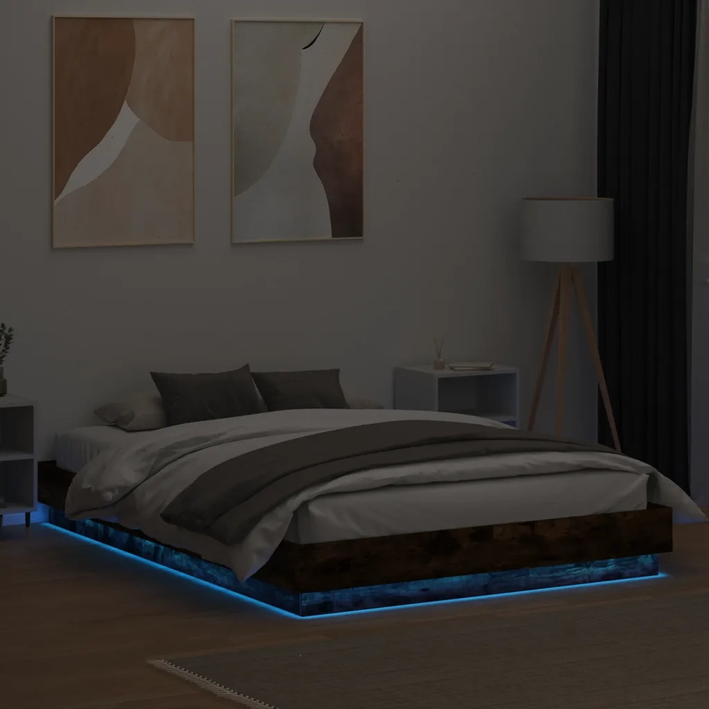 Giroletto con Luci LED Rovere Fumo 140x200 cm 3209797
